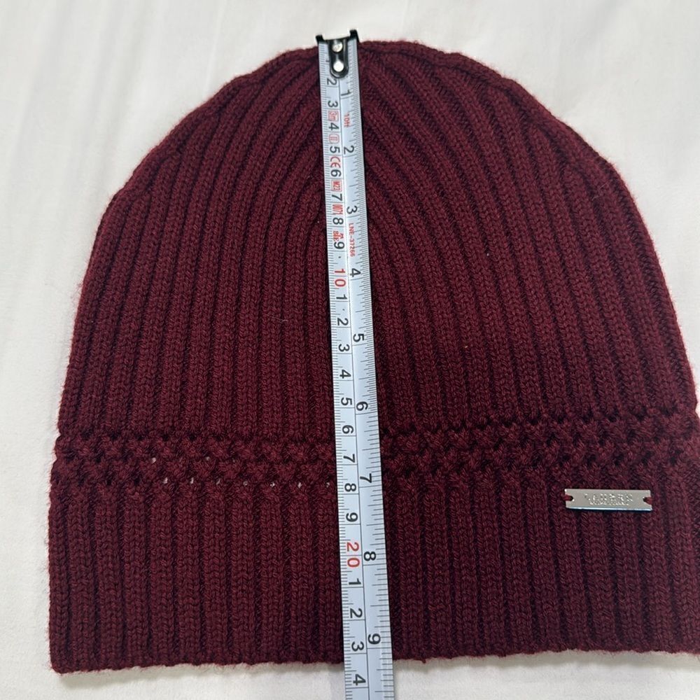 RALPH LAUREN RIBBED BEANIE. BURGUNDY - Picture 6 of 6